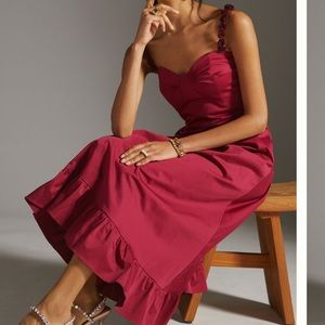 Anthropologie Burgundy hutch floral hem maxi dress